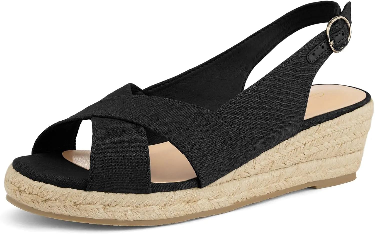 mysoft Women's Espadrille Sandals Low Wedge Platform Open Toe Slingback Ankle Strap Criss Cross Slip On Summer Shoes