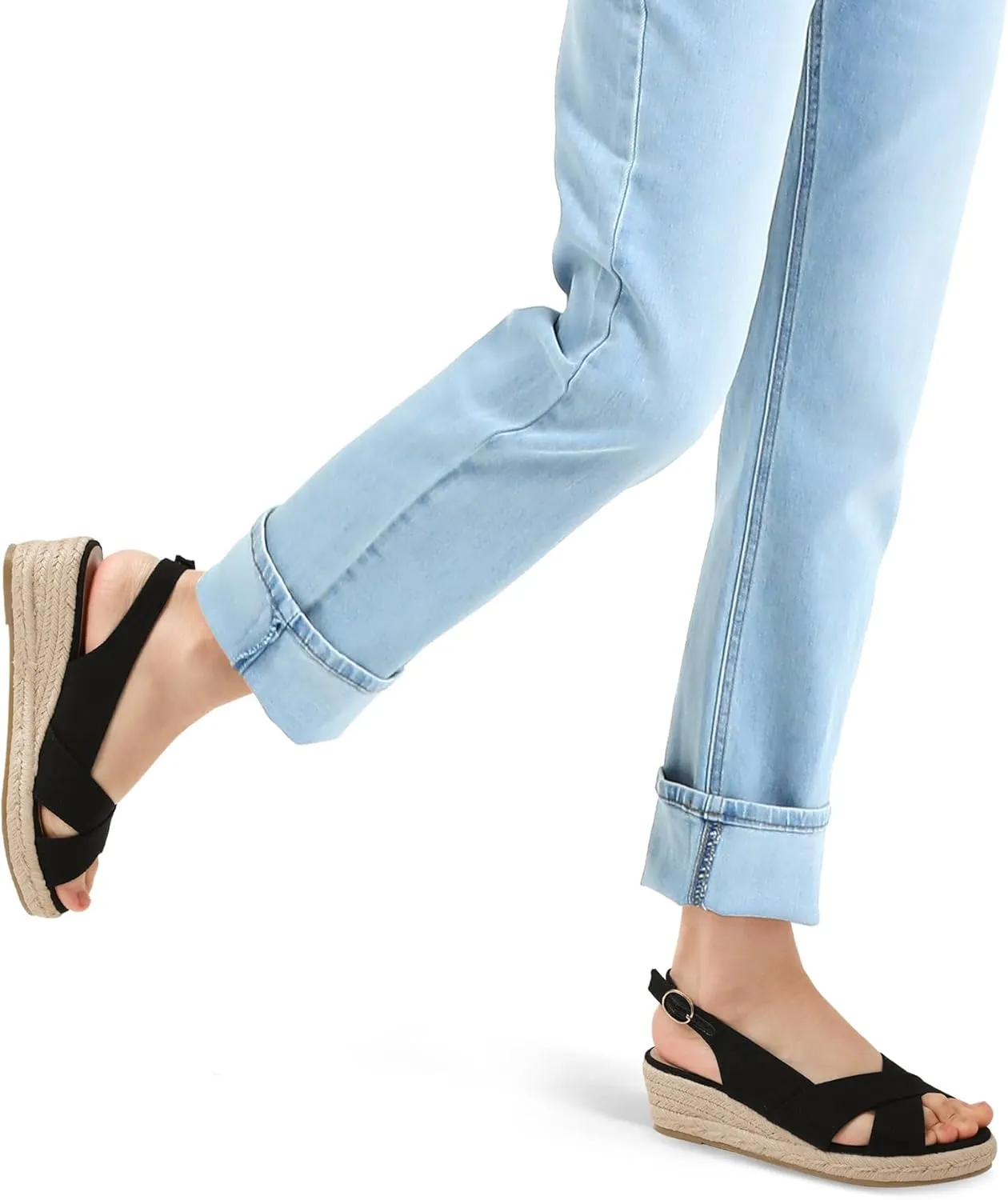 mysoft Women's Espadrille Sandals Low Wedge Platform Open Toe Slingback Ankle Strap Criss Cross Slip On Summer Shoes