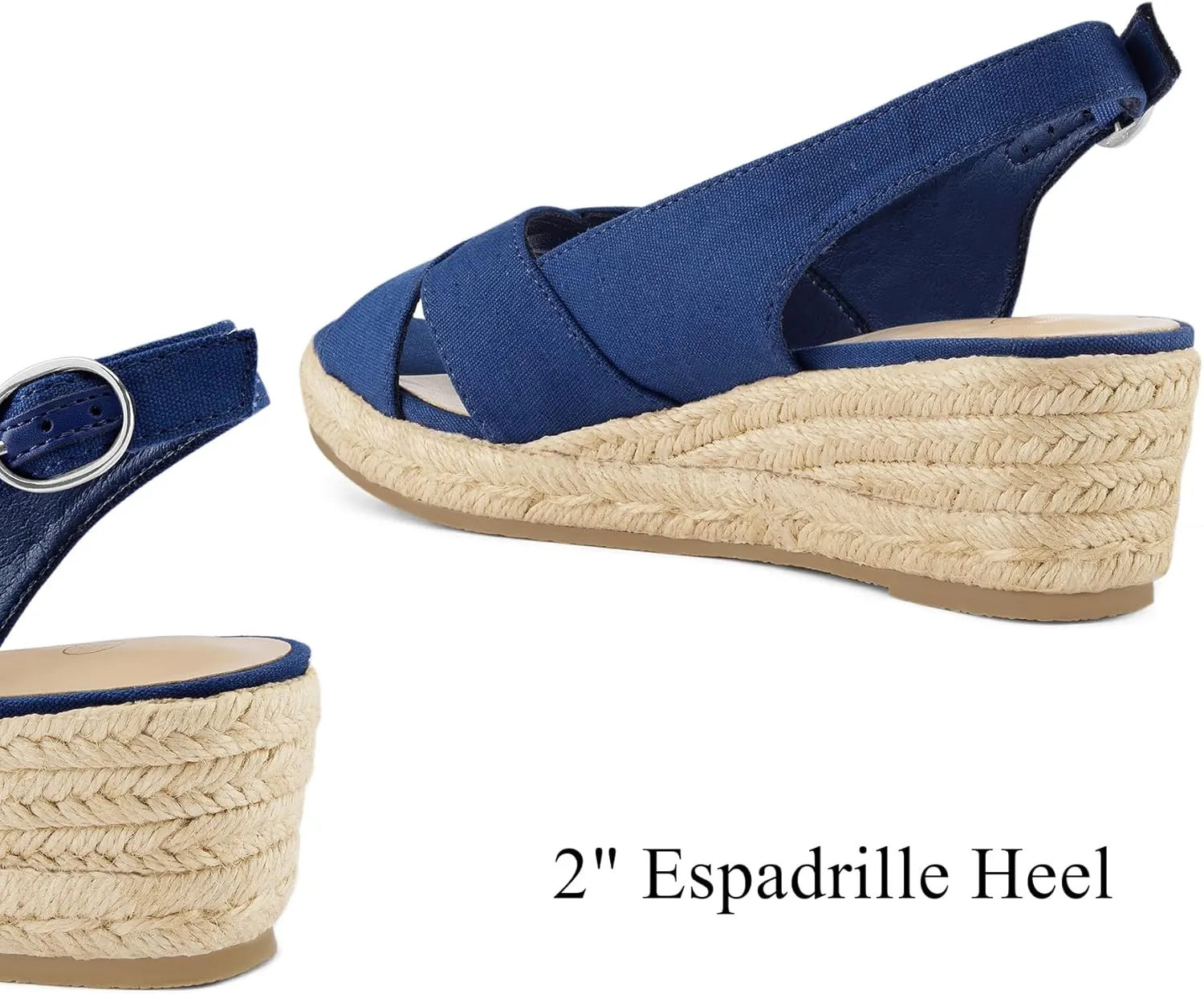 mysoft Women's Espadrille Sandals Low Wedge Platform Open Toe Slingback Ankle Strap Criss Cross Slip On Summer Shoes