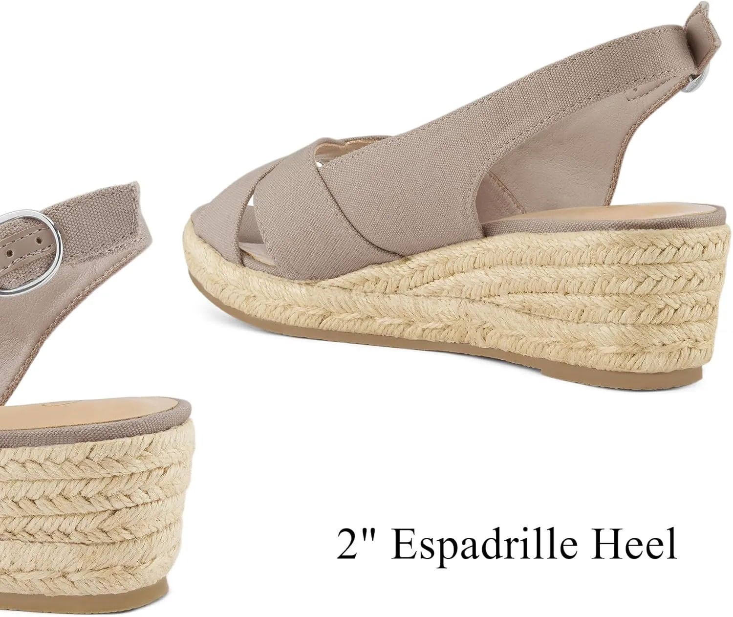 mysoft Women's Espadrille Sandals Low Wedge Platform Open Toe Slingback Ankle Strap Criss Cross Slip On Summer Shoes