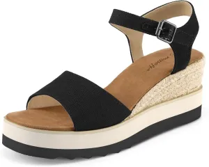 mysoft Womens Espadrille Wedge Sandals EVA Sole Platform Sandal Open Toe Ankle Strap Buckle Shoes