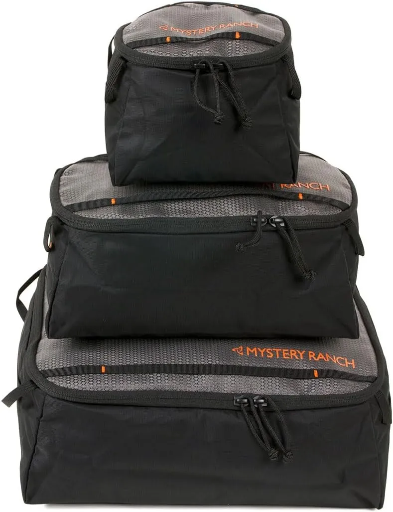 Mystery Ranch Mission Packing Cube Set Black – Set of 3 Packable Organizers
