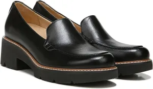 Naturalizer Womens Cabaret Slip On Lightweight Lug Heeled Loafer, Black Smooth, 6 M