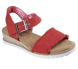 NEW Women's SKECHERS BOBS DESERT KISS - ADOBE PRINCESS Red CANVAS Sandals AUTHENTIC IN BOX