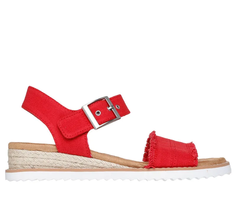 NEW Women's SKECHERS BOBS DESERT KISS - ADOBE PRINCESS Red CANVAS Sandals AUTHENTIC IN BOX