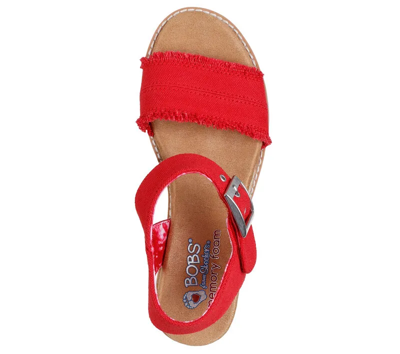 NEW Women's SKECHERS BOBS DESERT KISS - ADOBE PRINCESS Red CANVAS Sandals AUTHENTIC IN BOX