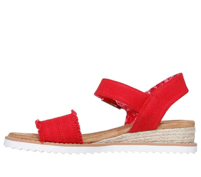 NEW Women's SKECHERS BOBS DESERT KISS - ADOBE PRINCESS Red CANVAS Sandals AUTHENTIC IN BOX