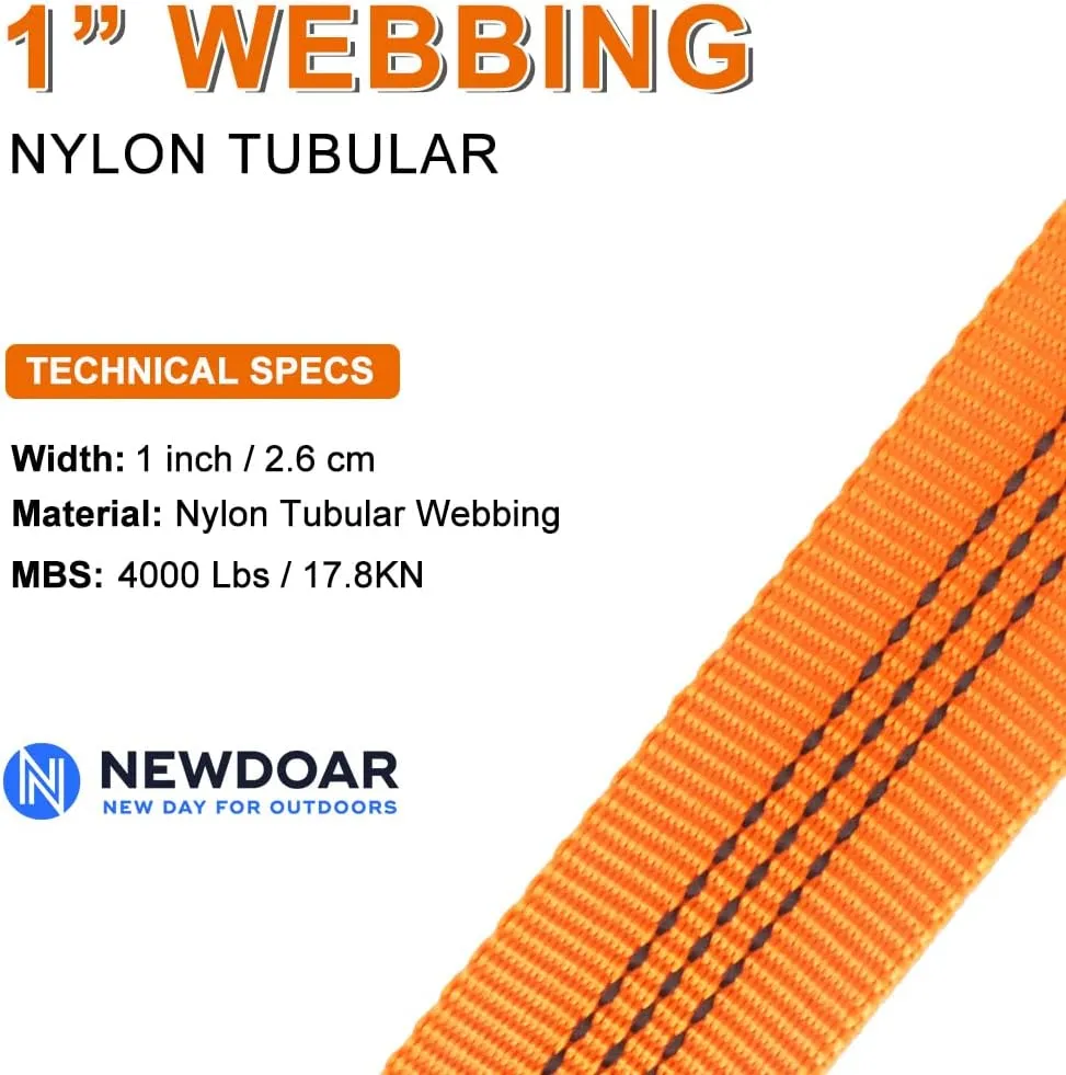 NewDoar CE UIAA Certified 1 Inch Nylon Webbing Strap/Tubular Climbing Webbing - Heavy Duty Strap for Rescue, Climbing, Harnesses, Rock Work, & Firefighting