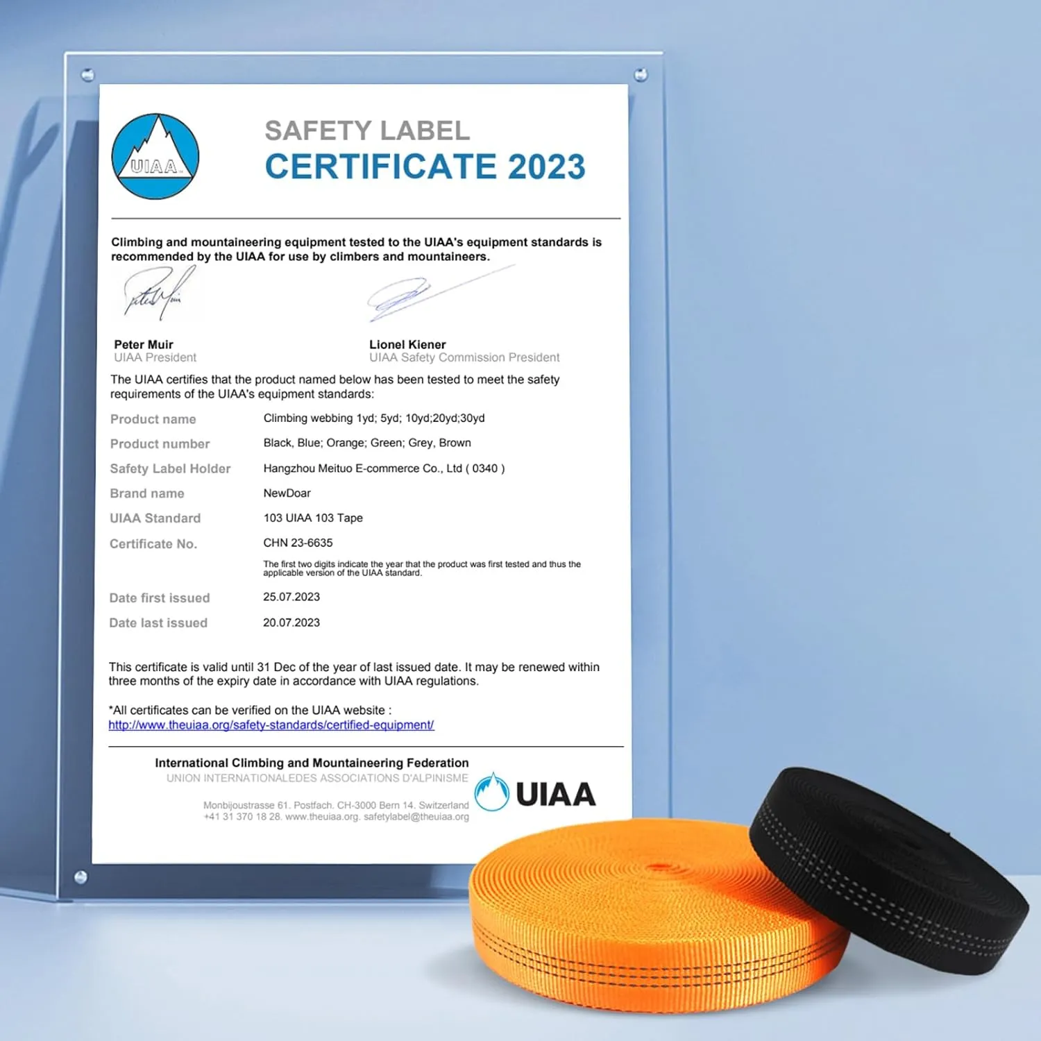 NewDoar CE UIAA Certified 1 Inch Nylon Webbing Strap/Tubular Climbing Webbing - Heavy Duty Strap for Rescue, Climbing, Harnesses, Rock Work, & Firefighting