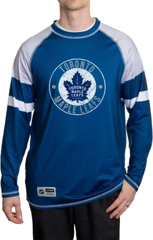 NHL Mens Thermal Long Sleeve Rash Guard Shirt, Fleece Lining, UPF50