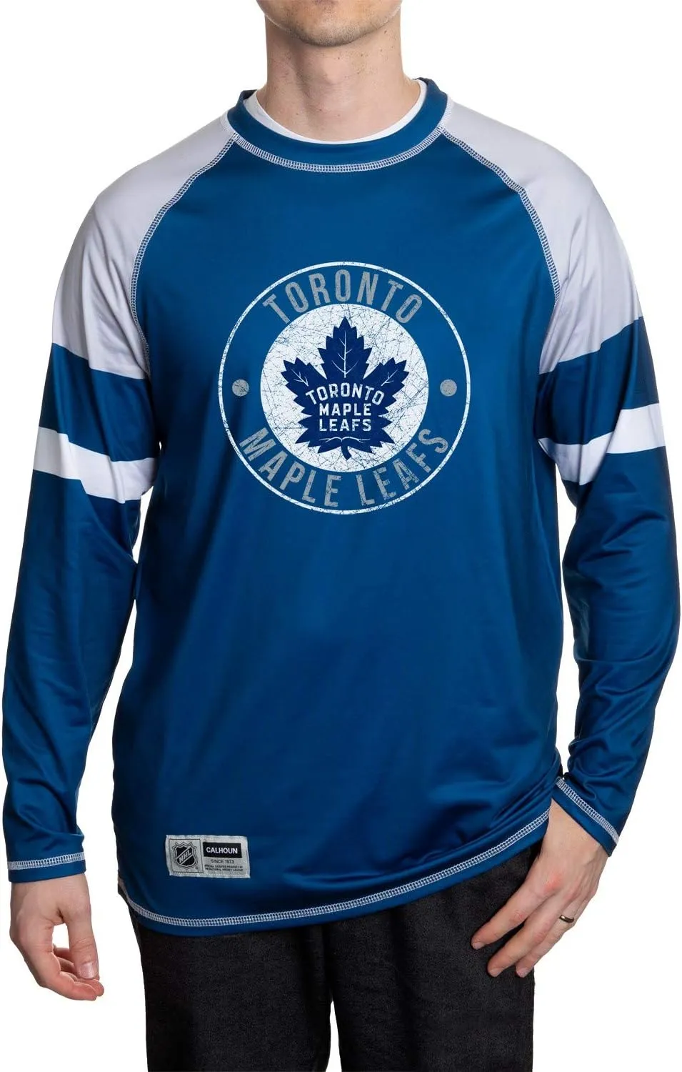 NHL Mens Thermal Long Sleeve Rash Guard Shirt, Fleece Lining, UPF50