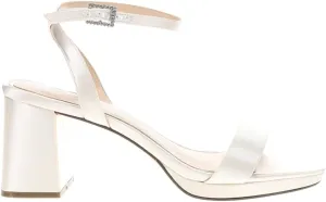NINA Womens Bergen Block Ankle Strap Platform Dress Sandals Mid Heel 2-3" - Off White