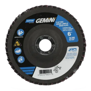 Norton 6 x 7/8 In. Gemini Fiberglass Flap Disc T27 P60 Grit R766 ZA 10 Count