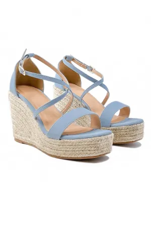 Off to Spain Espadrille Wedges in Periwinkle Size 6