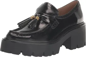 On Easy tracking Slip Chunky Toe Rounded Sam Black Meela Leather Loafer Fashion Edelman Heeled Fully integrated