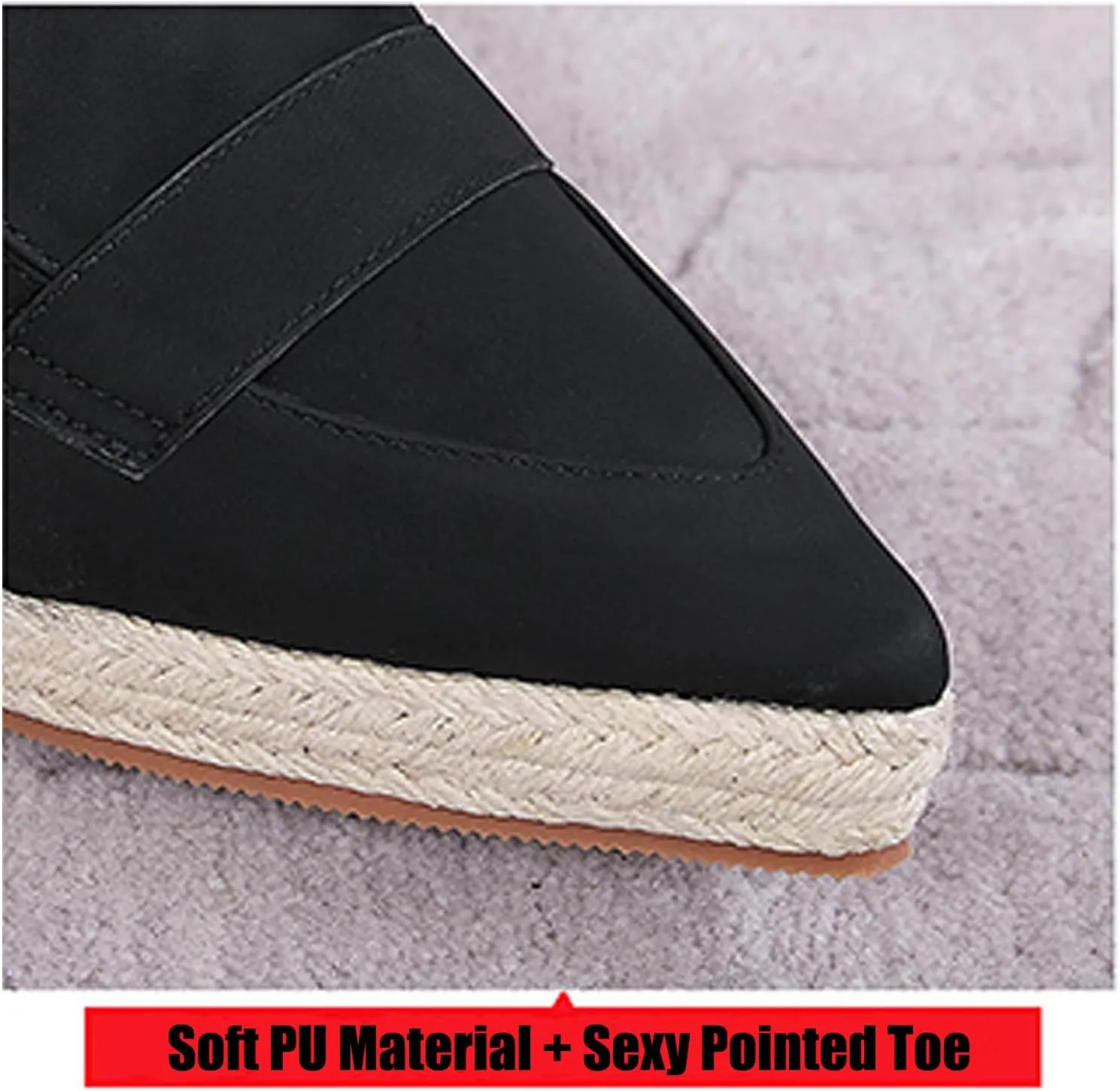 Optigard Women's Pointed Toe Espadrille Closed Toe Wedge Slide Sandals Slip-On Comfortable Leather Platform Sandals Slingback Non-Slip Dress Heel Sandals
