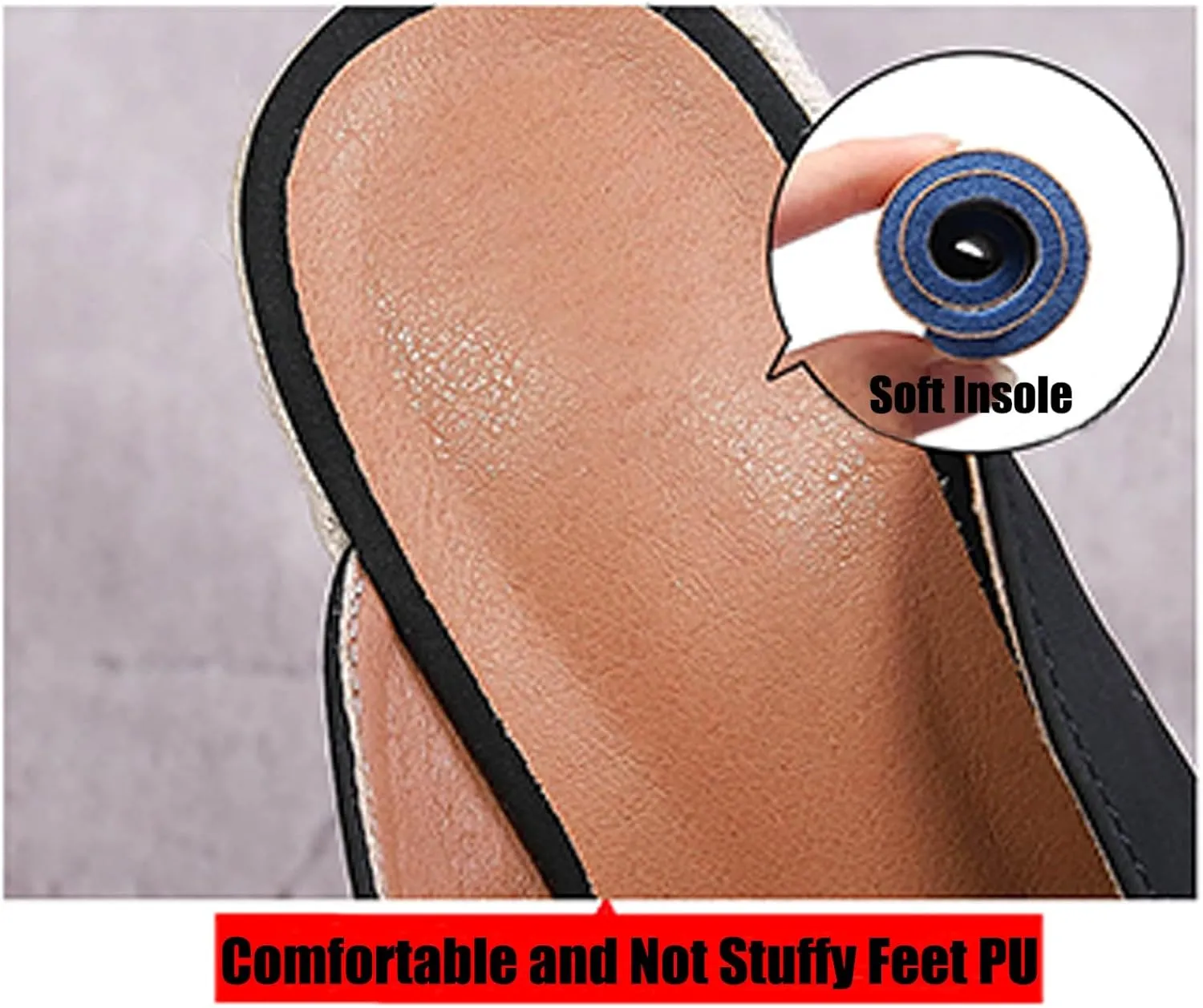 Optigard Women's Pointed Toe Espadrille Closed Toe Wedge Slide Sandals Slip-On Comfortable Leather Platform Sandals Slingback Non-Slip Dress Heel Sandals