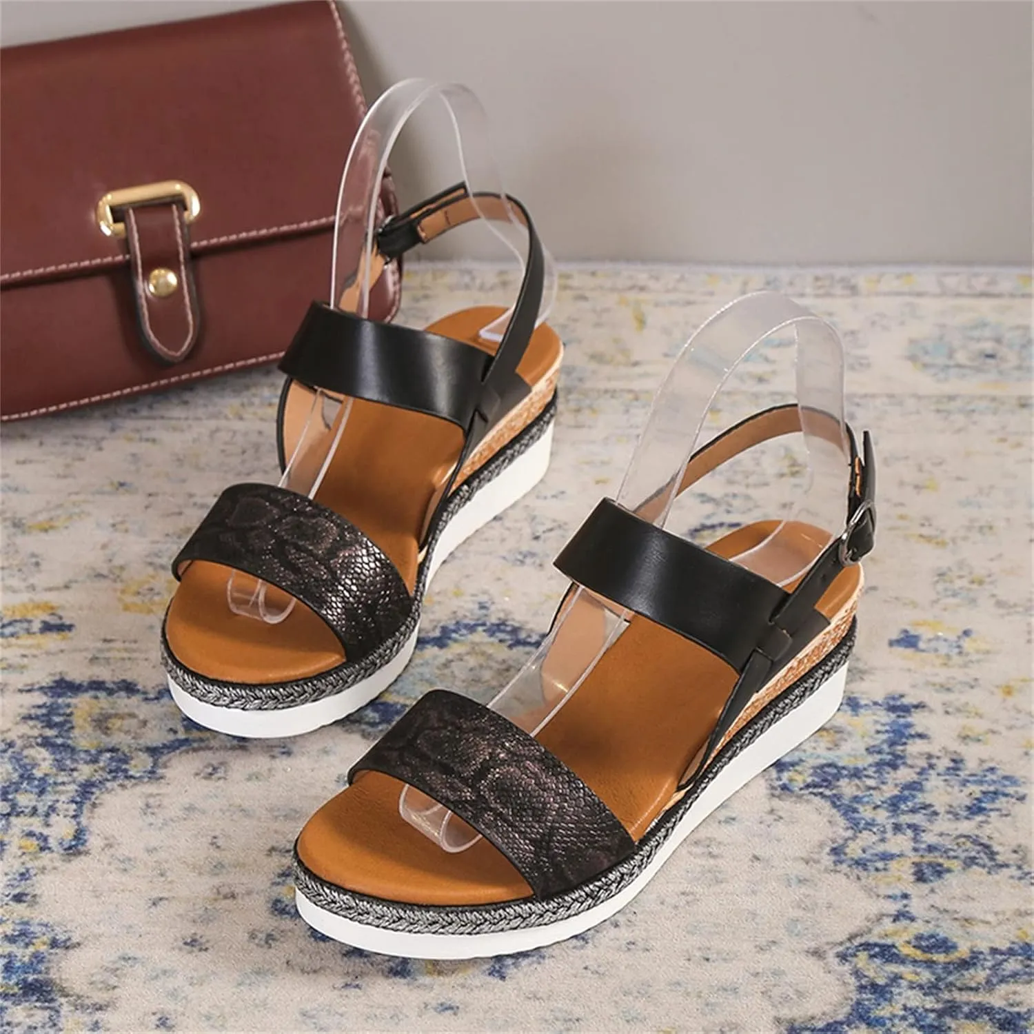 Orthopedic Sandals for Women,2025 Summer Casual Fashion Open Toe Slingback Heel Thick Sole Sandals Platform Beach Casual Slip on Sandal Beach Dress Comfortable Walking Shoes with Arch Support