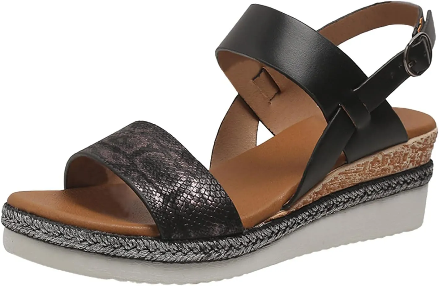 Orthopedic Sandals for Women,2025 Summer Casual Fashion Open Toe Slingback Heel Thick Sole Sandals Platform Beach Casual Slip on Sandal Beach Dress Comfortable Walking Shoes with Arch Support
