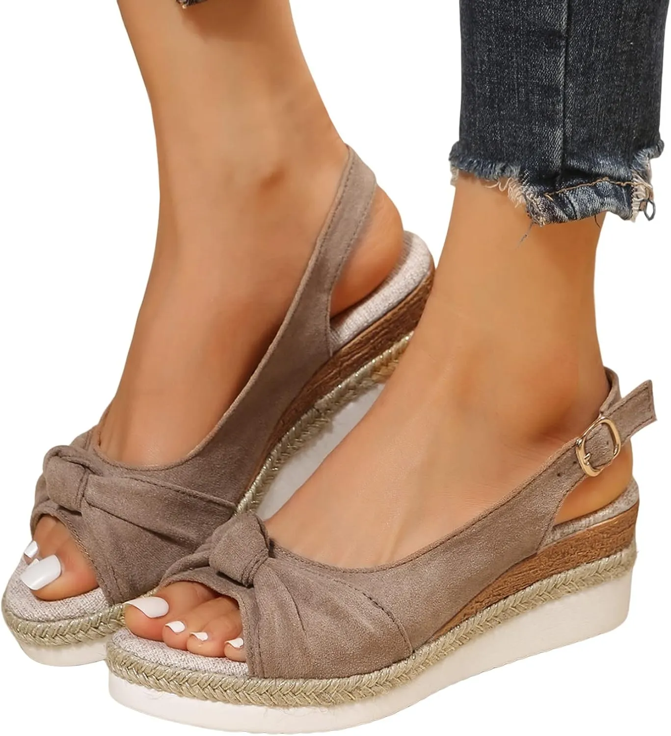 Orthopedic Wedge Sandals for Women Dressy Summer Platform Espadrilles Open Toe Ankle Strap Sandals Womens Casual Strappy Beach Vacation Sandals Comfortable Walking Outdoor Shoes