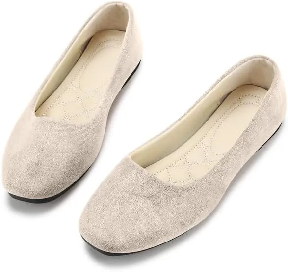 Padgene Women's Casual Ballet Flats, Ladies Ballerina Flats Girls Fashionable Ballet Pumps Dolly Shoes Womens Stylish Comfy Office Driving Flat Shoes Slip On Loafers