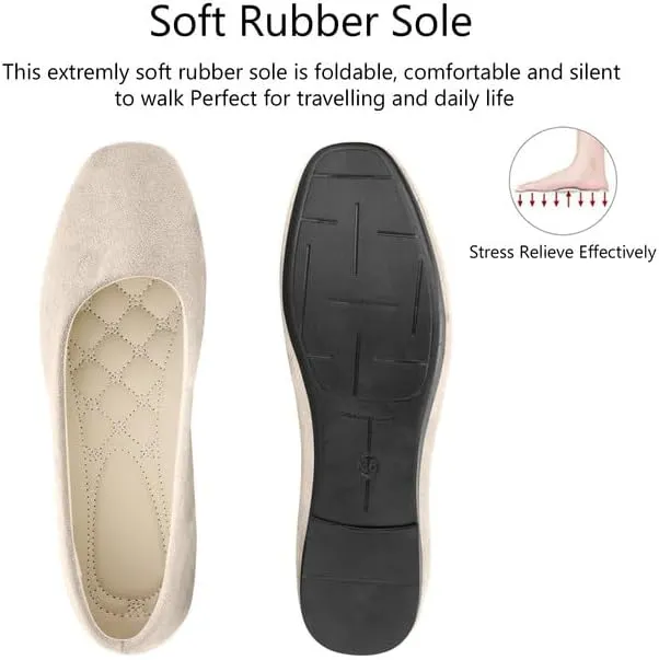 Padgene Women's Casual Ballet Flats, Ladies Ballerina Flats Girls Fashionable Ballet Pumps Dolly Shoes Womens Stylish Comfy Office Driving Flat Shoes Slip On Loafers
