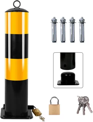 Parking Space Lock Heavy Duty Key Lockable Parking Barrier Driveway Bollard Post Pole with Screws for Commercial Or Private