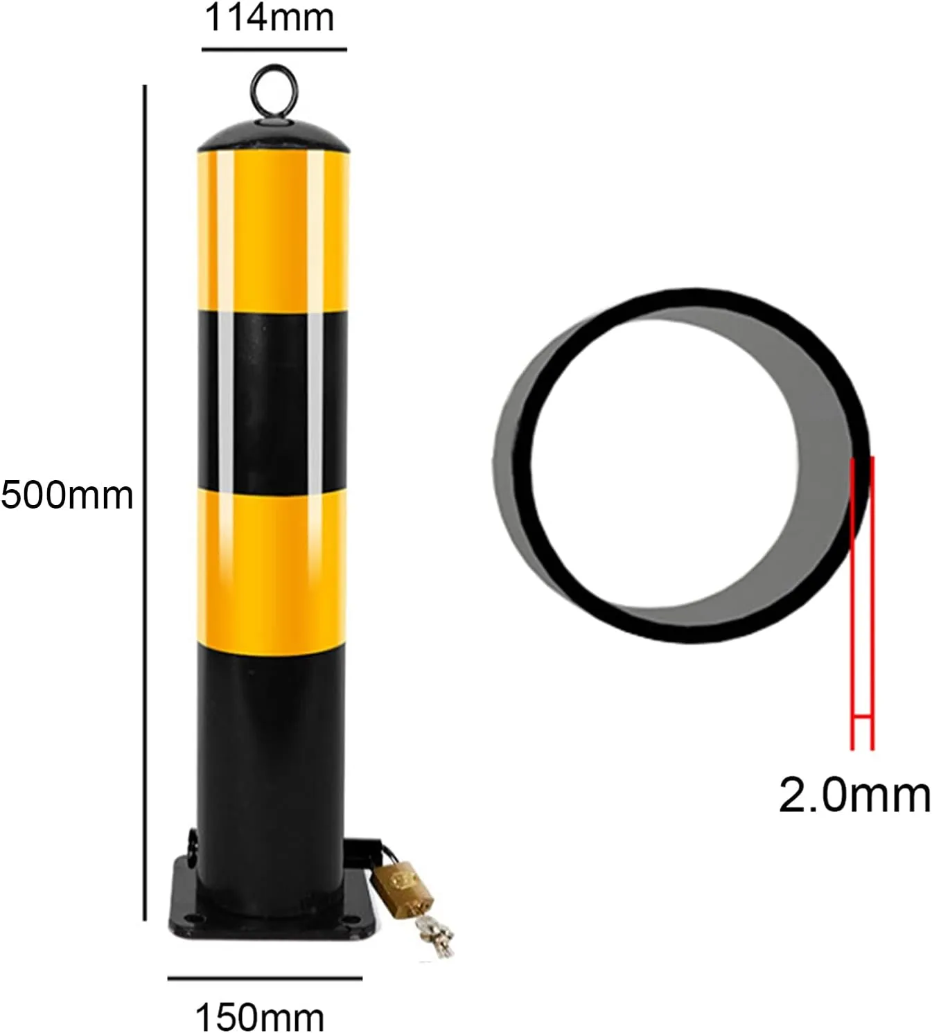 Parking Space Lock Heavy Duty Key Lockable Parking Barrier Driveway Bollard Post Pole with Screws for Commercial Or Private