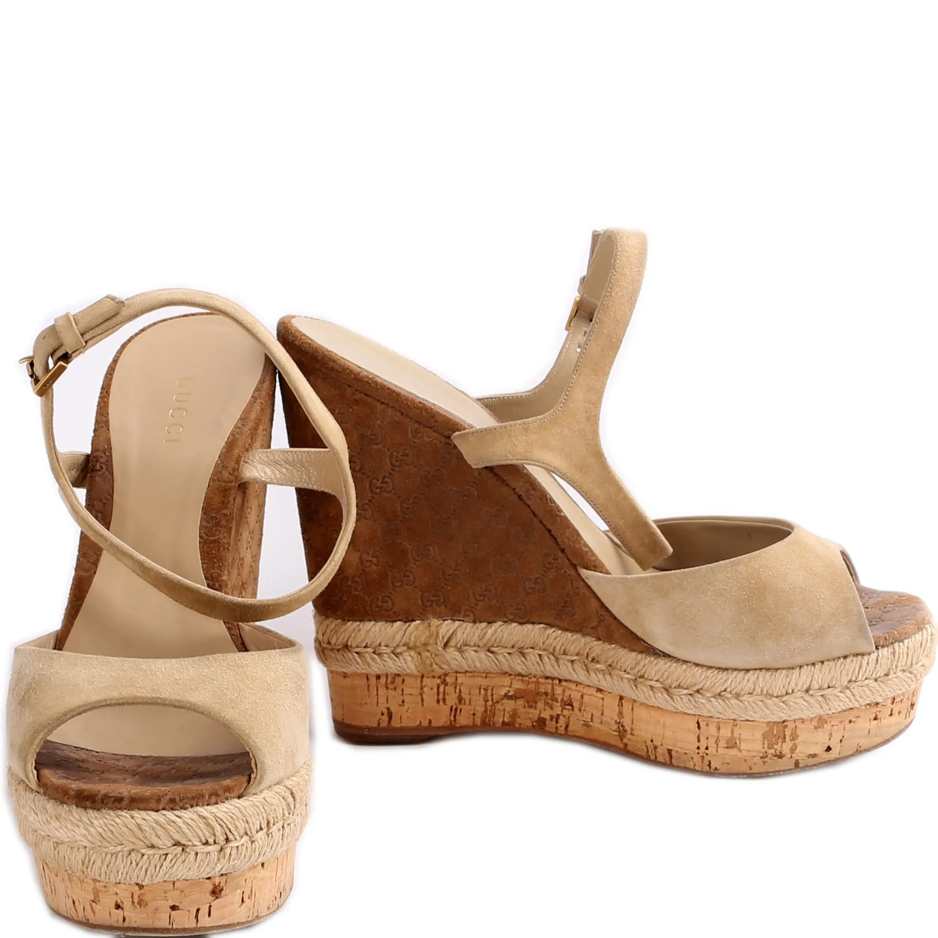 Peep Toe Espadrille Wedges Size 37.5