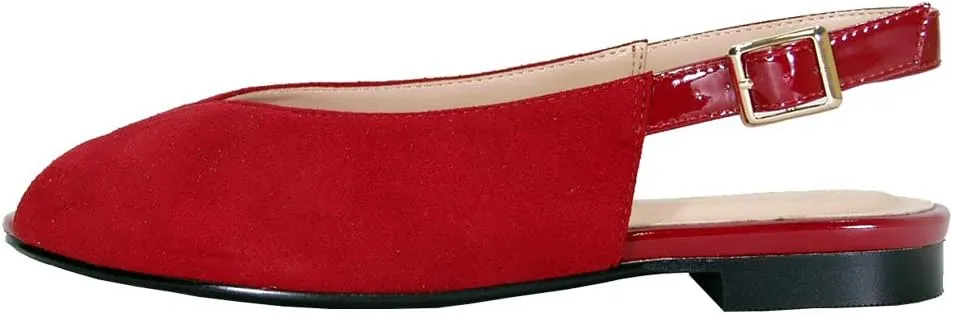 Peerage Kelsey Women's Wide Width Peep Toe Slingback Comfort Suede Flats