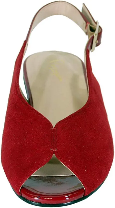 Peerage Kelsey Women's Wide Width Peep Toe Slingback Comfort Suede Flats