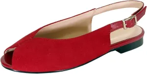 Peerage Kelsey Women's Wide Width Peep Toe Slingback Comfort Suede Flats