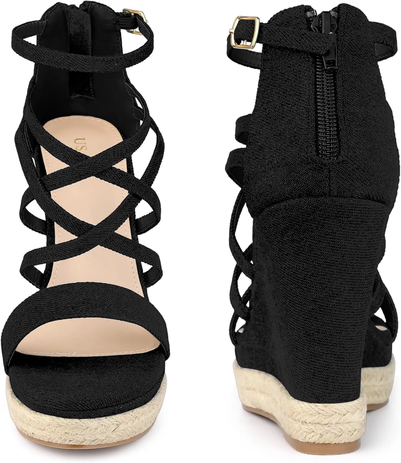 Perphy Platform Denim Heels Strappy Jeans Wedge Sandals for Women