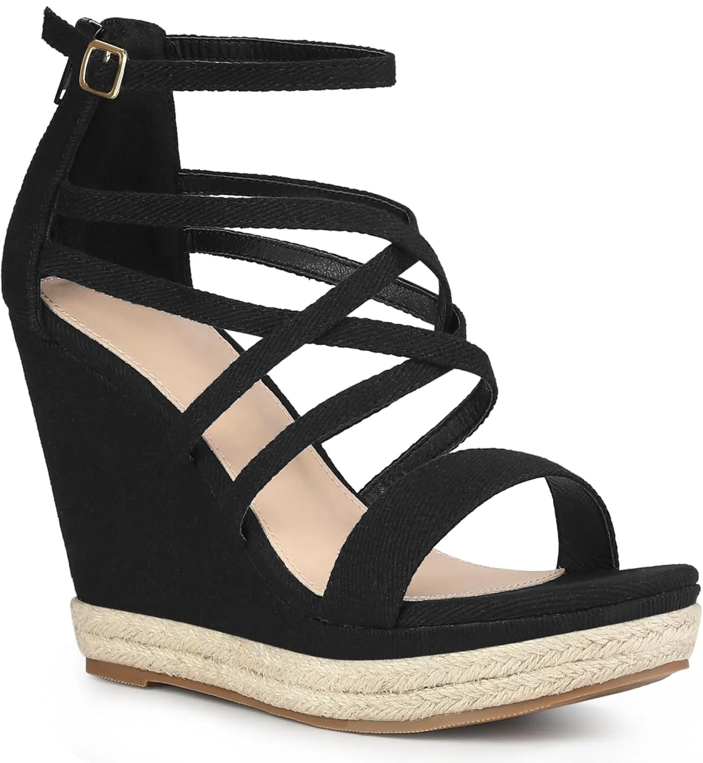 Perphy Platform Denim Heels Strappy Jeans Wedge Sandals for Women