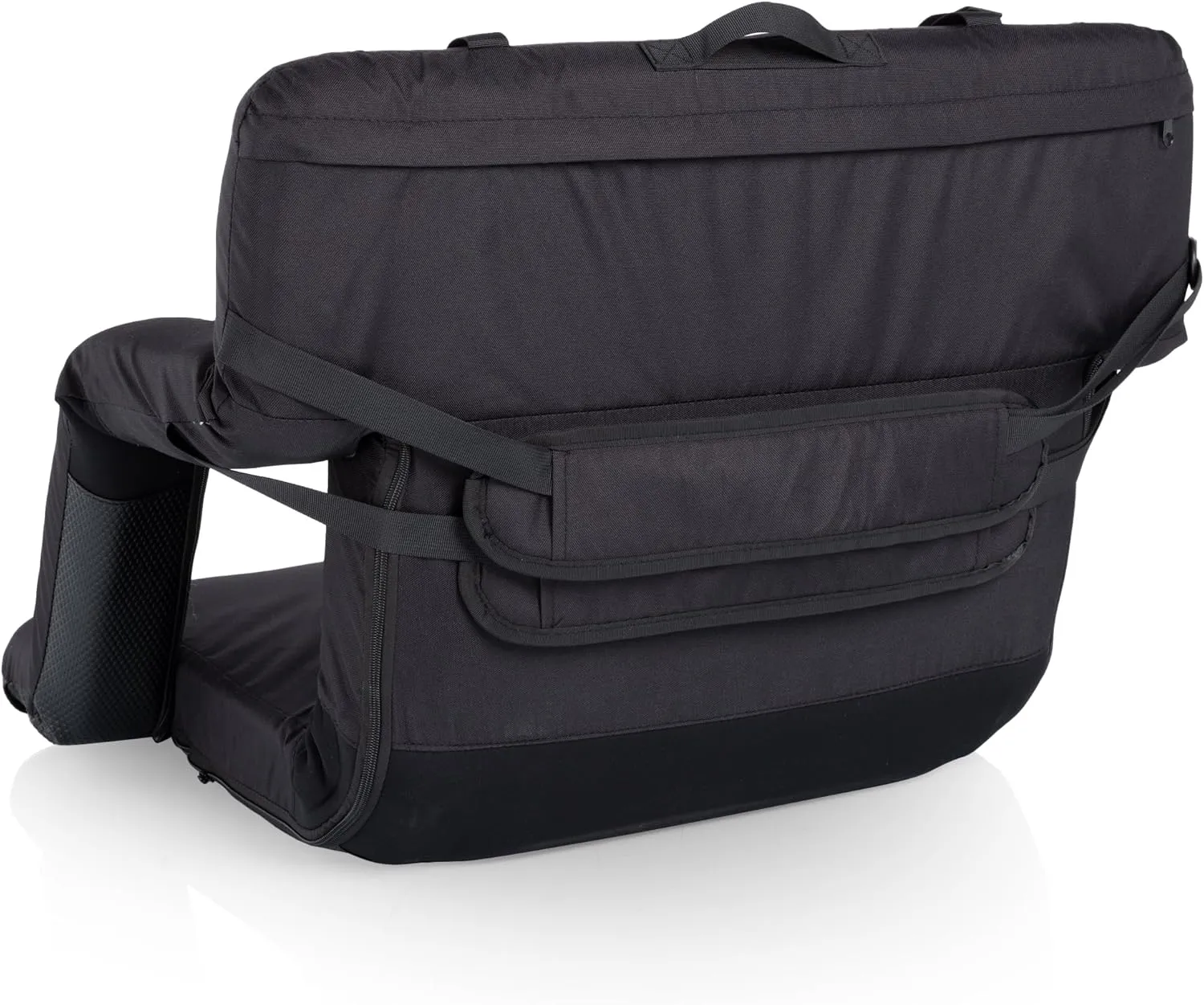 PICNIC TIME Ventura XL Portable Reclining Stadium Seat with Back Support, Bleacher Seat, Beach Floor Chair, (Black)