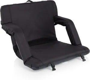 PICNIC TIME Ventura XL Portable Reclining Stadium Seat with Back Support, Bleacher Seat, Beach Floor Chair, (Black)