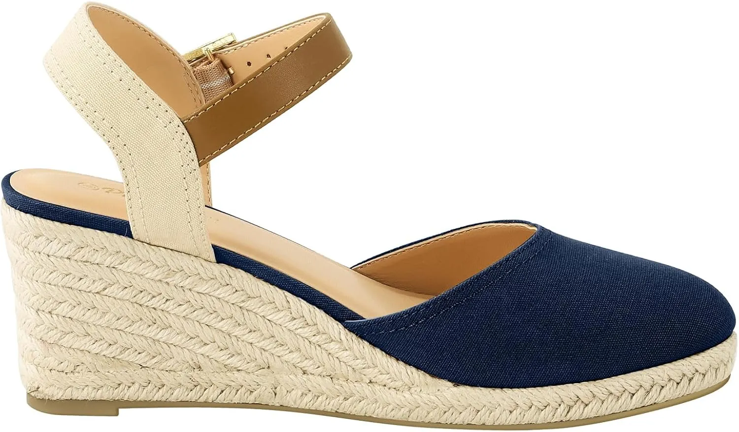 PIZZ ANNU Women's Espadrille Low Wedge Heel Sandals with Buckle Ankle Strap Close Toe Casual Dressy Summer Platform Shoes