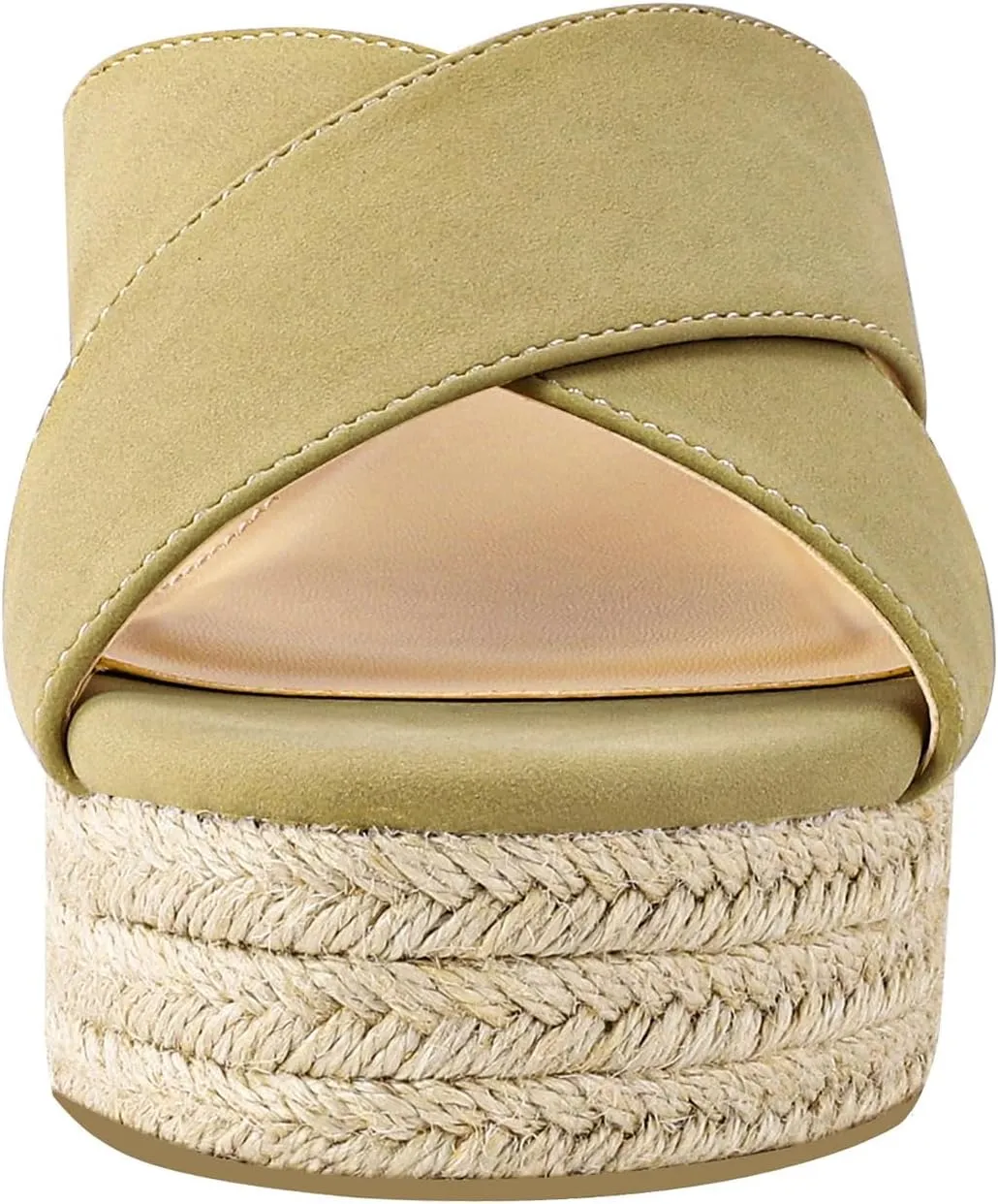 PIZZ ANNU Women's Misty Criss Cross Platform Wedge Sandals Open Toe Espadrille Heels Sandals for Casual Summer Slide Shoes
