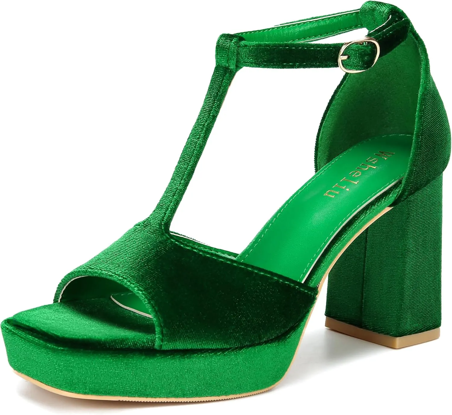 Platform Heels Chunky Heel Platform Sandals Block Heeled Square Open Toe Pumps Ankle Strap Prom Party Wedding Dress Shoes for Women