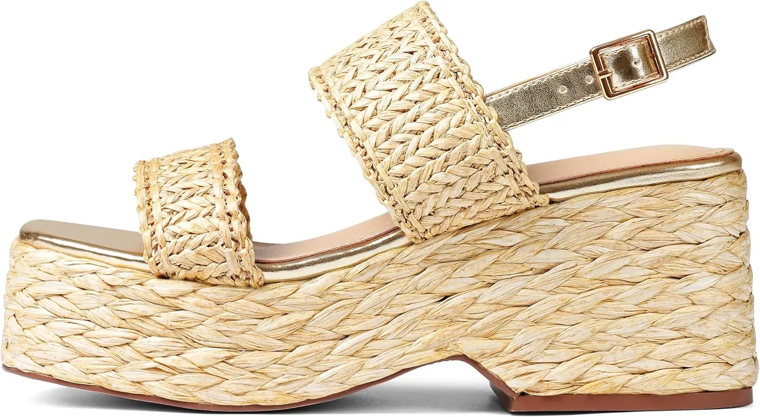 Platform Sandals Women Open Toe Ankle Strap Summer Wedge Espadrille Sandals Cute Beach Straw Raffia Woven Sandals Comfortable Vacation Dress Shoes