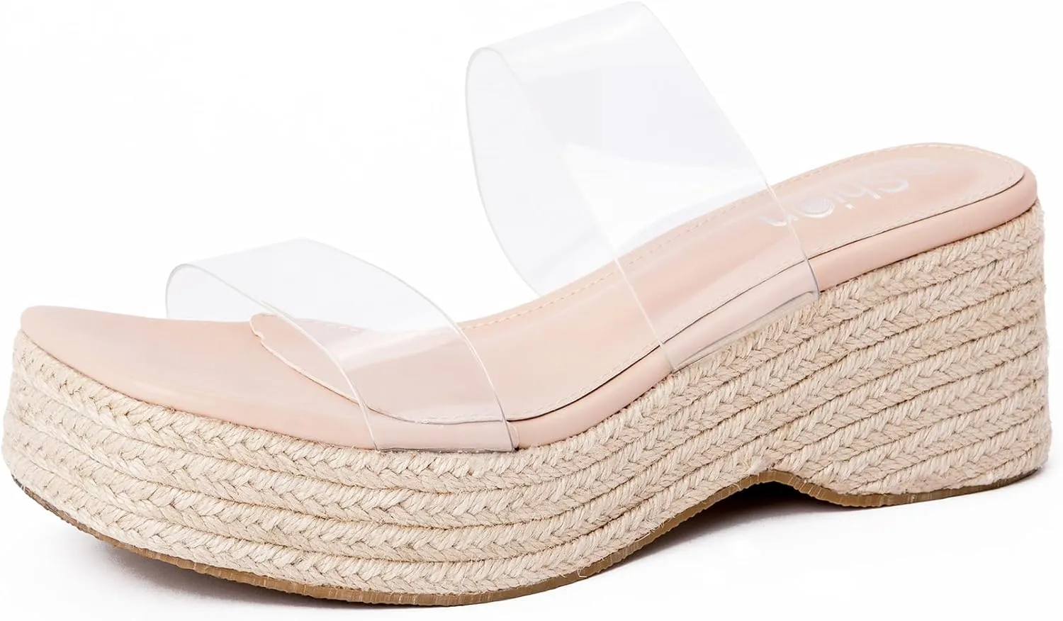 Platform Slip on Espadrille Sandals for Women Clear Two Strap Stylish Wedges Slides Sandals Dressy Platform Open Toe Beach Sandals