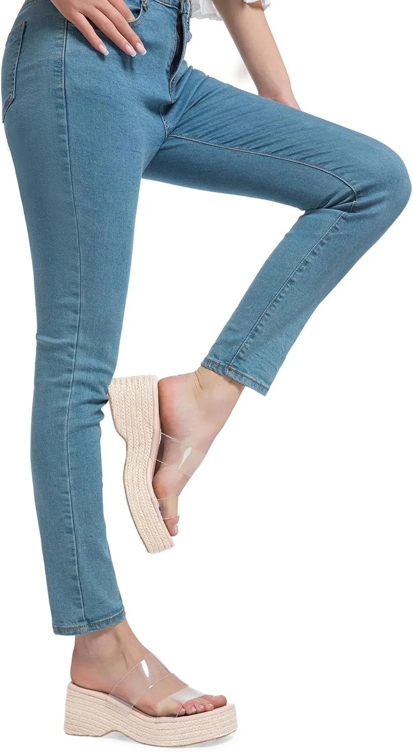 Platform Slip on Espadrille Sandals for Women Clear Two Strap Stylish Wedges Slides Sandals Dressy Platform Open Toe Beach Sandals