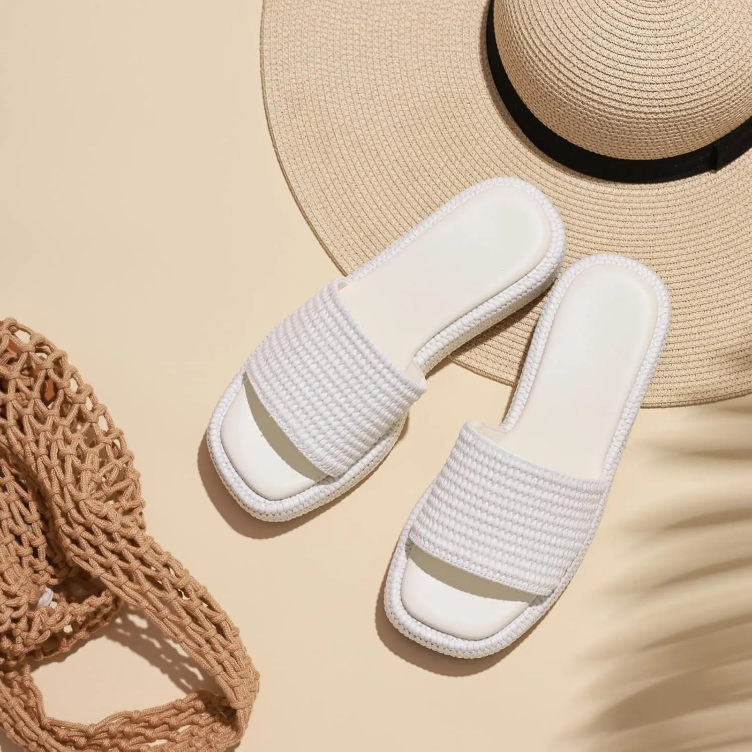 Platform Slip on Espadrille Sandals for Women Wedges Slides Bohemia Sandals Flatform Open Toe Beach Sandals