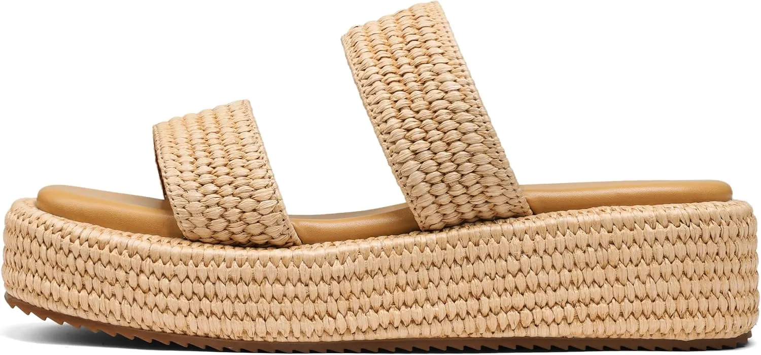 Platform Slip on Espadrille Sandals for Women Wedges Slides Bohemia Sandals Flatform Open Toe Beach Sandals