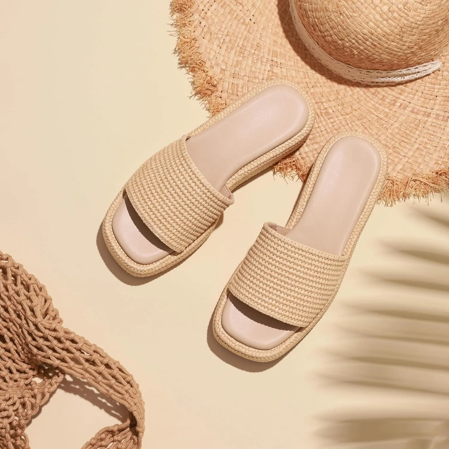 Platform Slip on Espadrille Sandals for Women Wedges Slides Bohemia Sandals Flatform Open Toe Beach Sandals