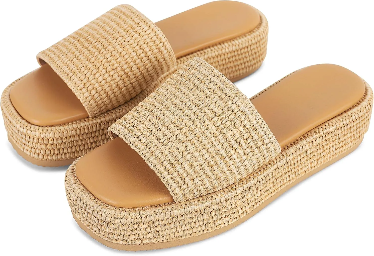 Platform Slip on Espadrille Sandals for Women Wedges Slides Bohemia Sandals Flatform Open Toe Beach Sandals