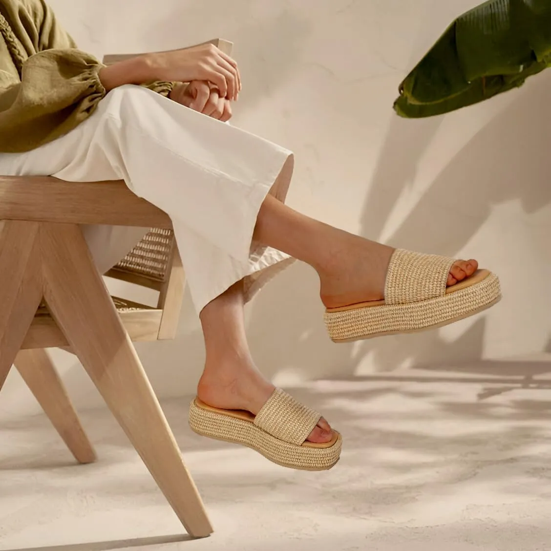 Platform Slip on Espadrille Sandals for Women Wedges Slides Bohemia Sandals Flatform Open Toe Beach Sandals