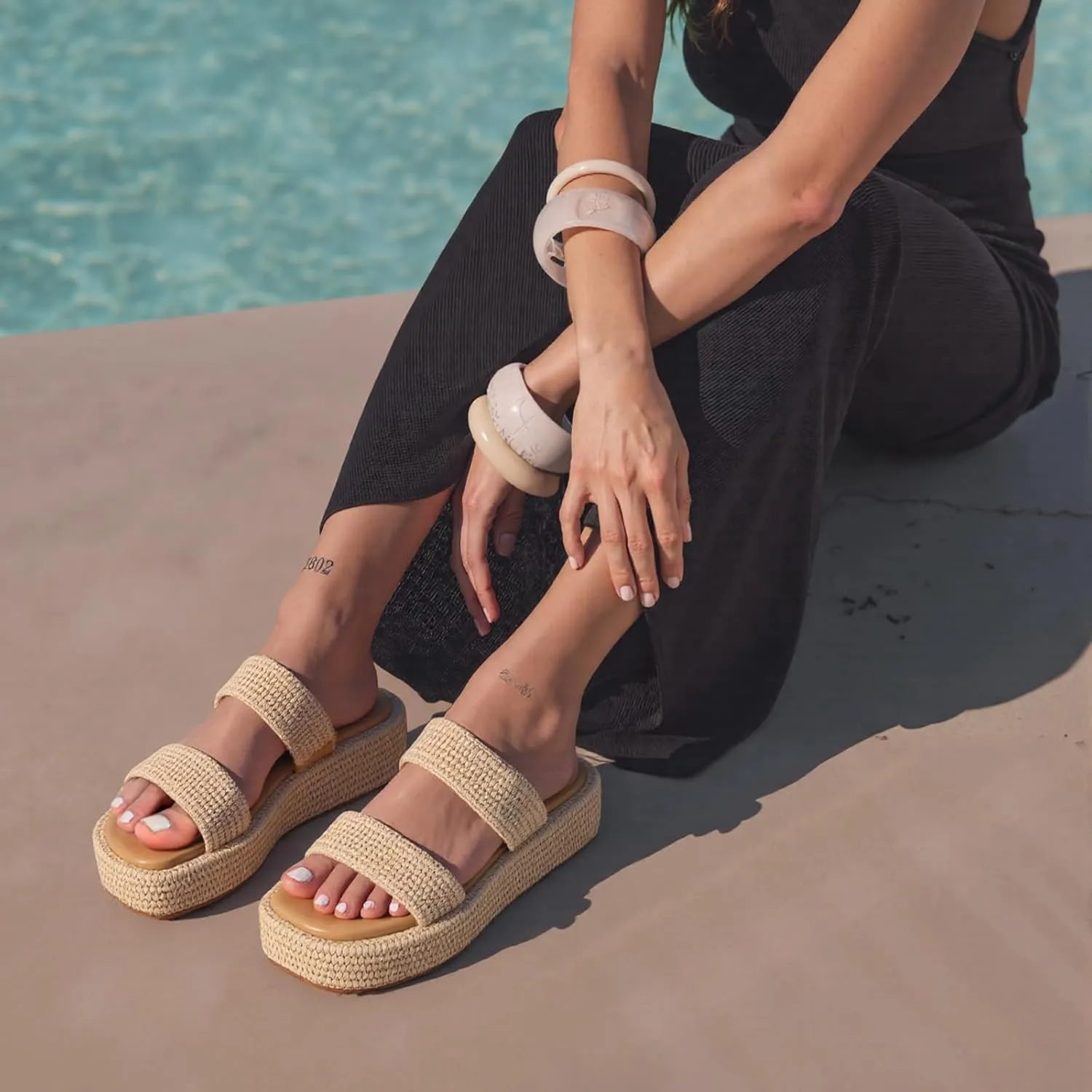 Platform Slip on Espadrille Sandals for Women Wedges Slides Bohemia Sandals Flatform Open Toe Beach Sandals