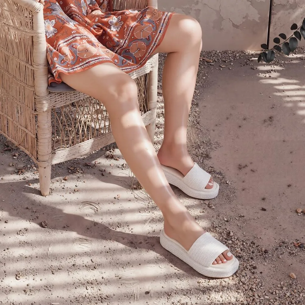 Platform Slip on Espadrille Sandals for Women Wedges Slides Bohemia Sandals Flatform Open Toe Beach Sandals