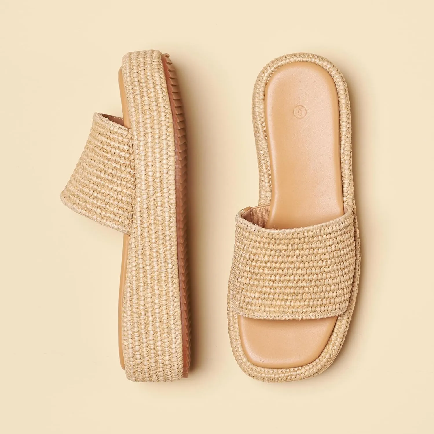 Platform Slip on Espadrille Sandals for Women Wedges Slides Bohemia Sandals Flatform Open Toe Beach Sandals